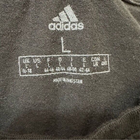 BOY'S ADIDAS SOCCER BLACK SHORT SLEEVE TEE LARGE - Picture 3 of 6